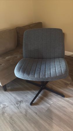 Criss Cross Chairs, Vanity Chair, Home Office Desk Armless Wide Seat, Height Adjustable, Comfy Fabric, Bedroom, Study, Computer Task, blue No Wheel