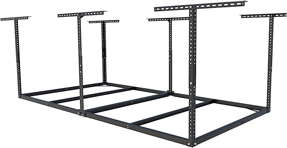 FLEXIMOUNTS 4x8 Overhead Garage Storage Rack without Decking,Garage Storage Organization Systerm,Heavy Duty Metal Garage Ceiling Storage Racks,600lbs
