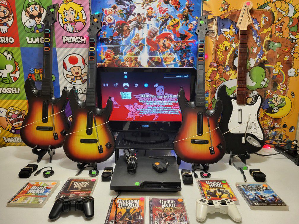 PS3 Wireless Guitar Hero Rockband Dongle Mic Controller Video Game GH3 & More