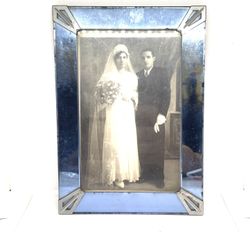 Antq. Art Deco Venetian Glass Wedding Frame