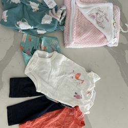 Brand New Baby Girl Blanket & Clothes