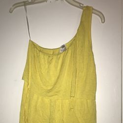 Yellow- One-Shoulder Fringe Top Size M