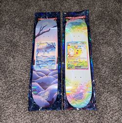 2026 POKEMON x Santa Cruz Skateboard Decks Lot of 2 Pikachu & Glaceon FA HOLO