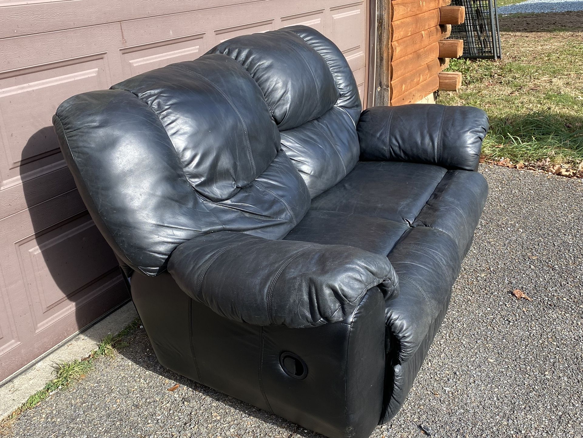 Leather  Loveseat  Black  