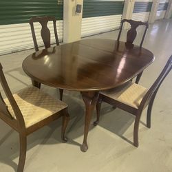 Wood Table With 4 Chairs And Extra Leaf