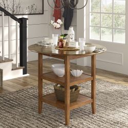Weston Home Alita Oak Top Round 2-Drop Leaf Counter Height Table, Oak