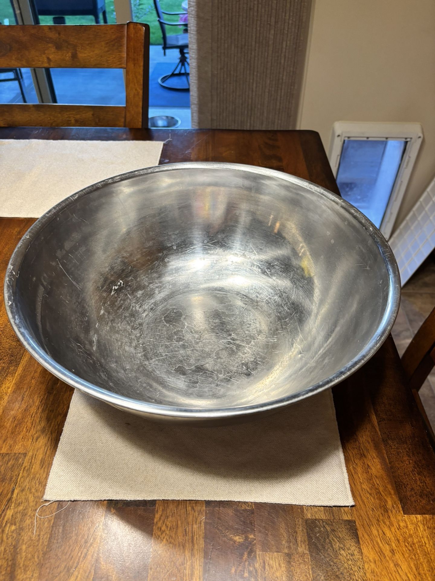 Vintage large stainless steel mixing bowl