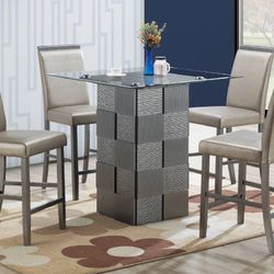 Modern 5-Piece Counter Height Dining Set | Glass Top