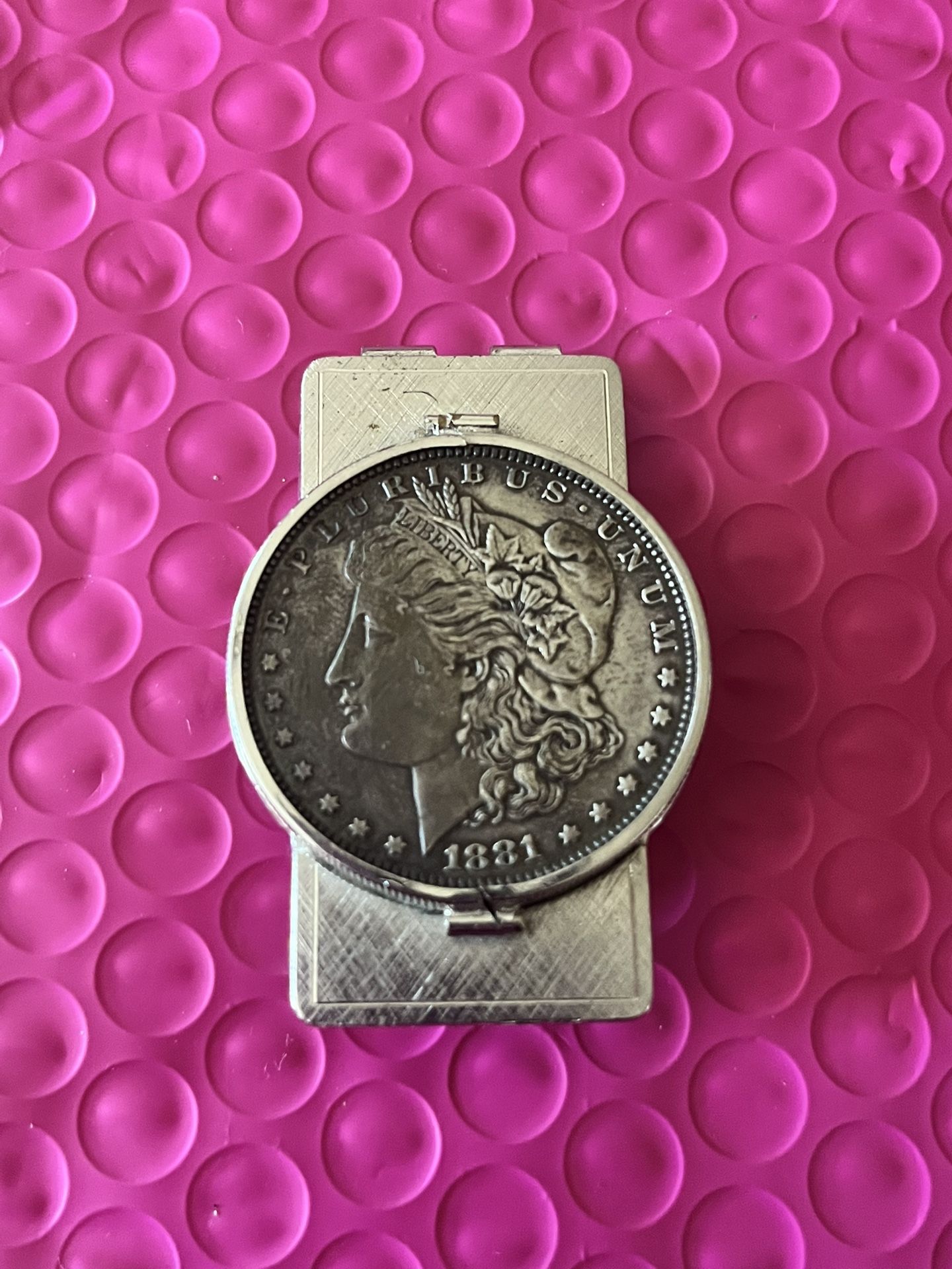 Vintage 1881 Morgan Silver Dollar Anson Sterling Money Clip Collectible
