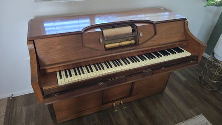 Vintage Player Piano with Paper Roll Mechanism