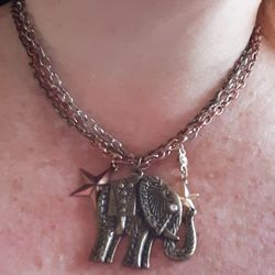 Bohemian Elephant stars necklace