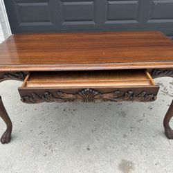 Antique Wooden Table With Drawer 