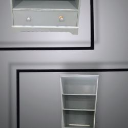 Multipurpose table with shelves and drawers, one comes with a hutch