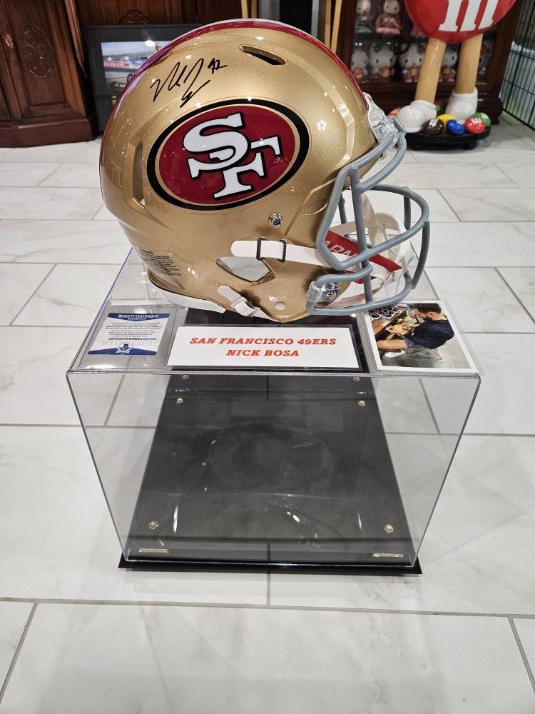 S.F. signed BOSA NFL Authentic Football Helmet w/Case - Certified