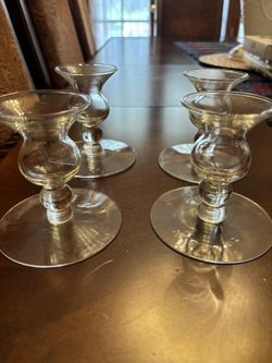 4 Glass Candle Stick Holders