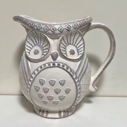 Vintage Ceramic Owl Pitcher Decor