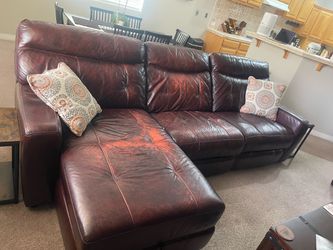 Dark Leather Sectional Sofa & Loveseat