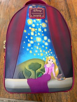Mini Loungefly backpack with Rapunzel star gazing from Tangled