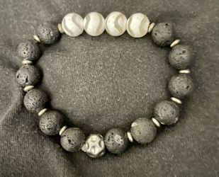 Tibetan Dsi and Lava Bracelet