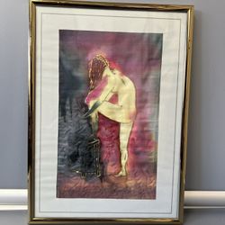 Vintage Silk Hand Painting Art on Silk  Of Authenticity 