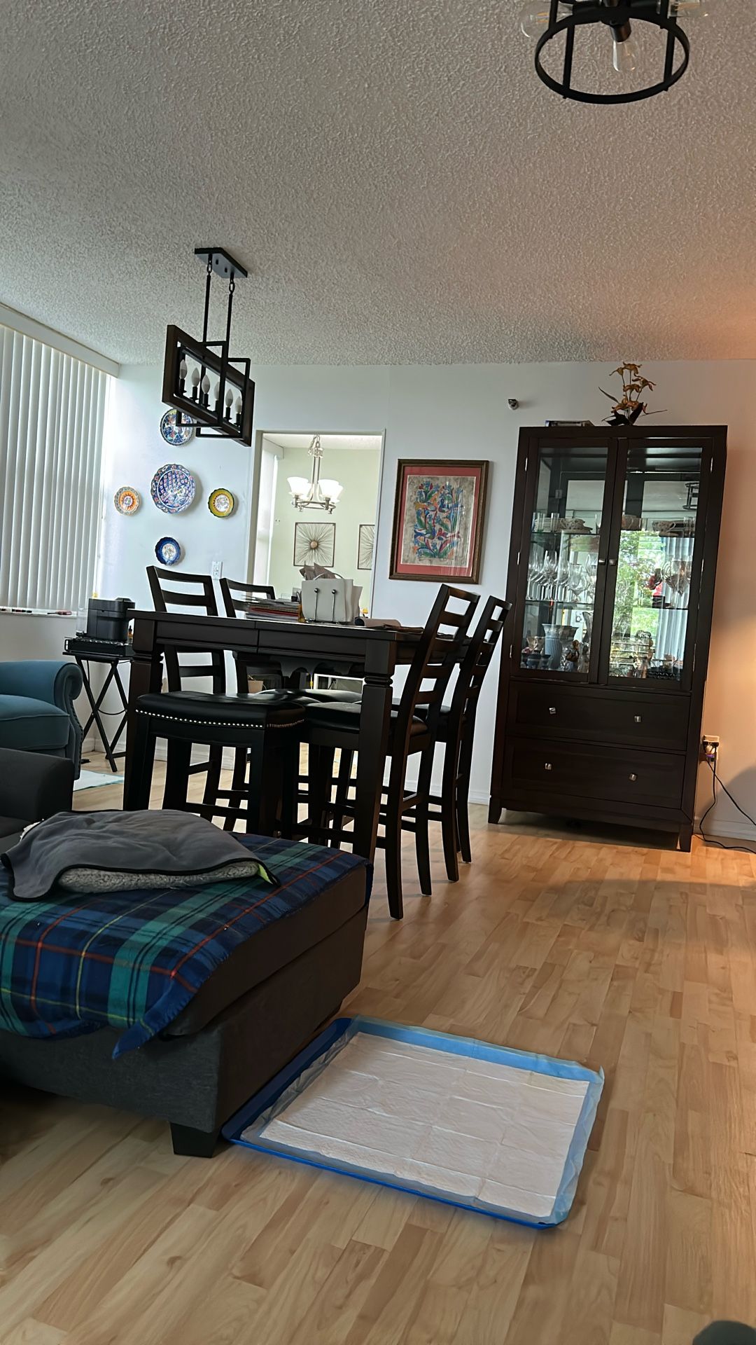 Table W 4 Chairs Opens Up For 8 And Curio W 3 Glass Shelves And 2 Drawers