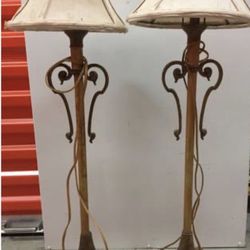Beautiful Pair Antique Buffet Table Lamps