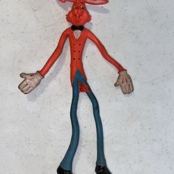 Vintage Easter Bendable Bunny 9.5 in  Pink bunny Rabbit Bendy Twist Posable Toy