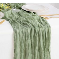 Sage Green Cheese Cloth Table Runner,Large Gauze Sage Green Table Runner 10ft Cheesecloth Table Cloth for Wedding Party Bridal Shower Boho Table Decor