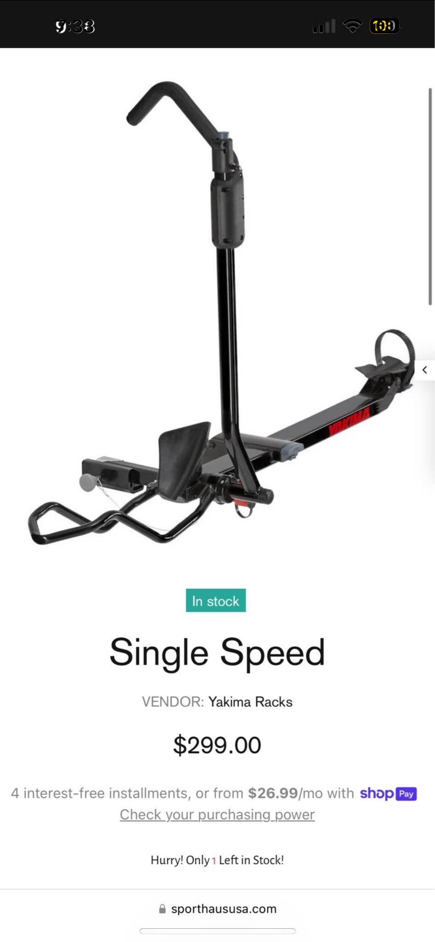 Yakima Single Speed Bike Rack
