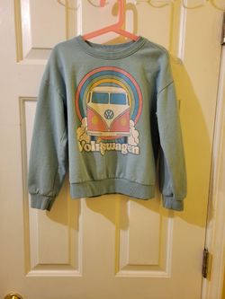 Volkswagen VWbus Rainbow Sweatshirt Kids Size 7/8 Nile Blue Retro Graphic Crewneck Unisex