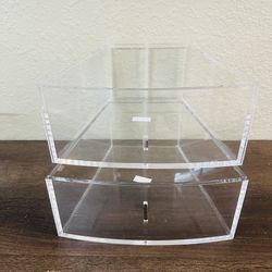 Set of 2 Acrylic Triangle Lazy Susan Organizer Bins / Trays 