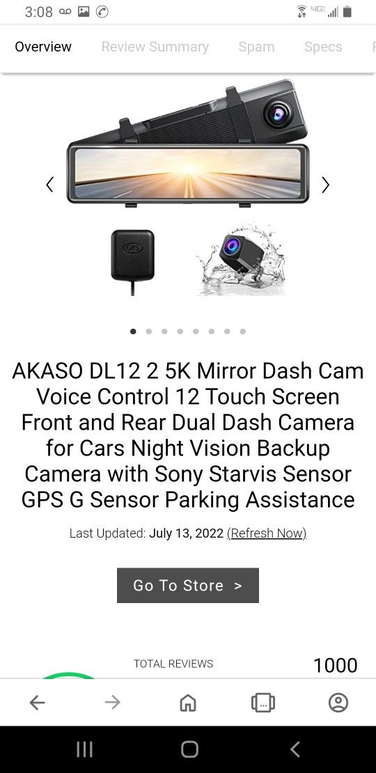 Akaso DL 12 Mirror Dash Cam