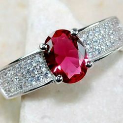 2CT Ruby & White Topaz Ring 