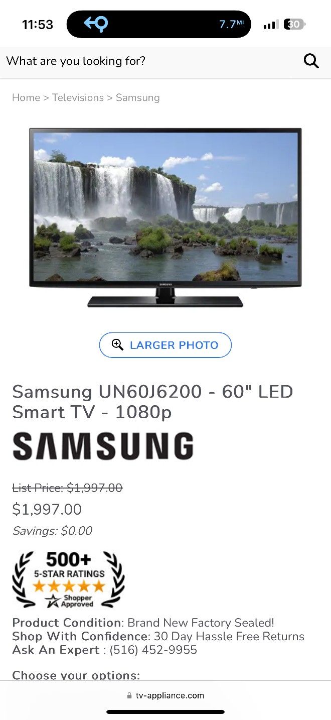 Samsung UN60J6200- 60" LED Smart Tv