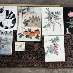 8 Water Color Paintings Artist Signed 