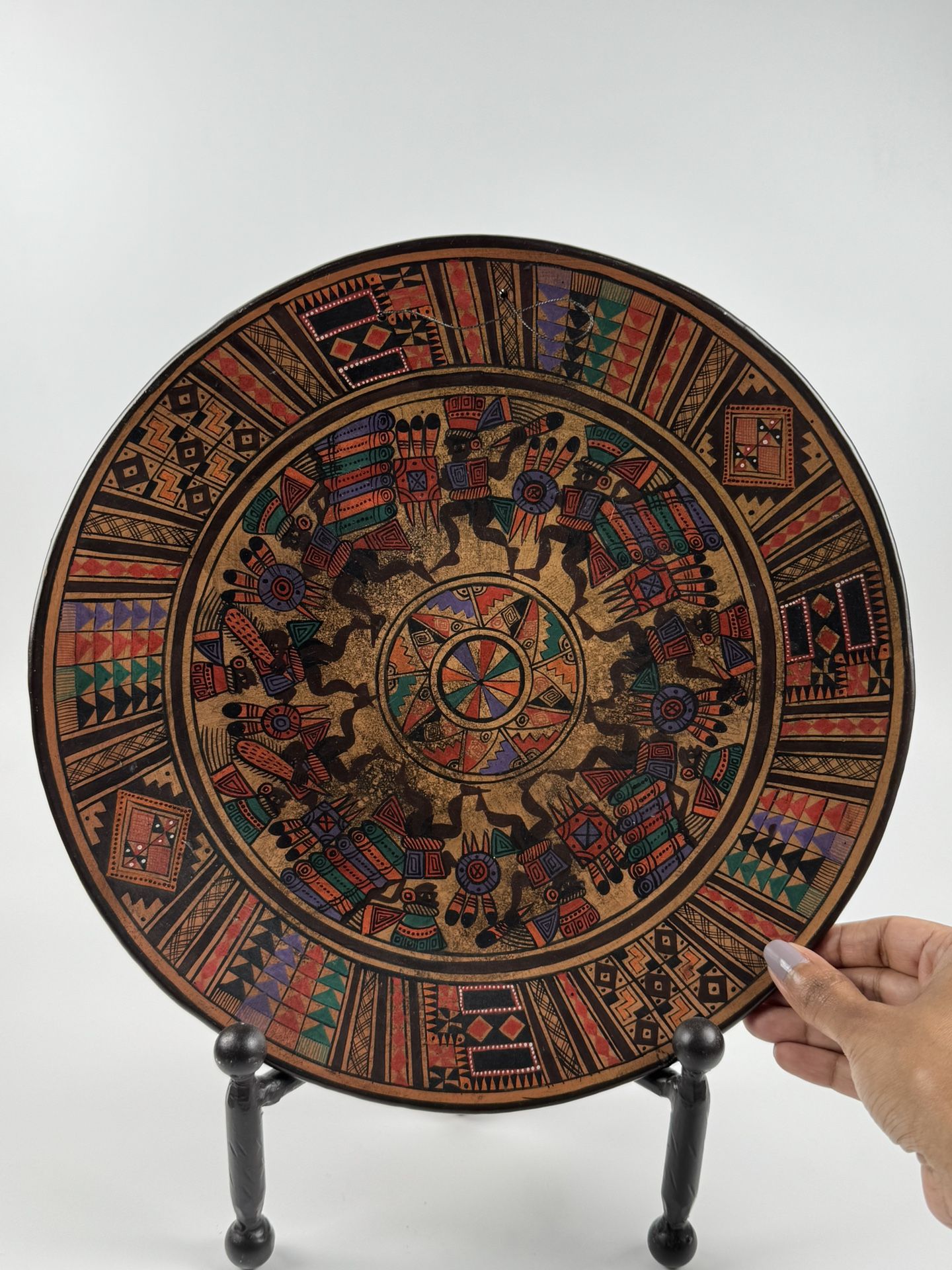 Vintage Tribal / Ethnic Red Clay Terracotta Wall Hanging Decorative Plate. 