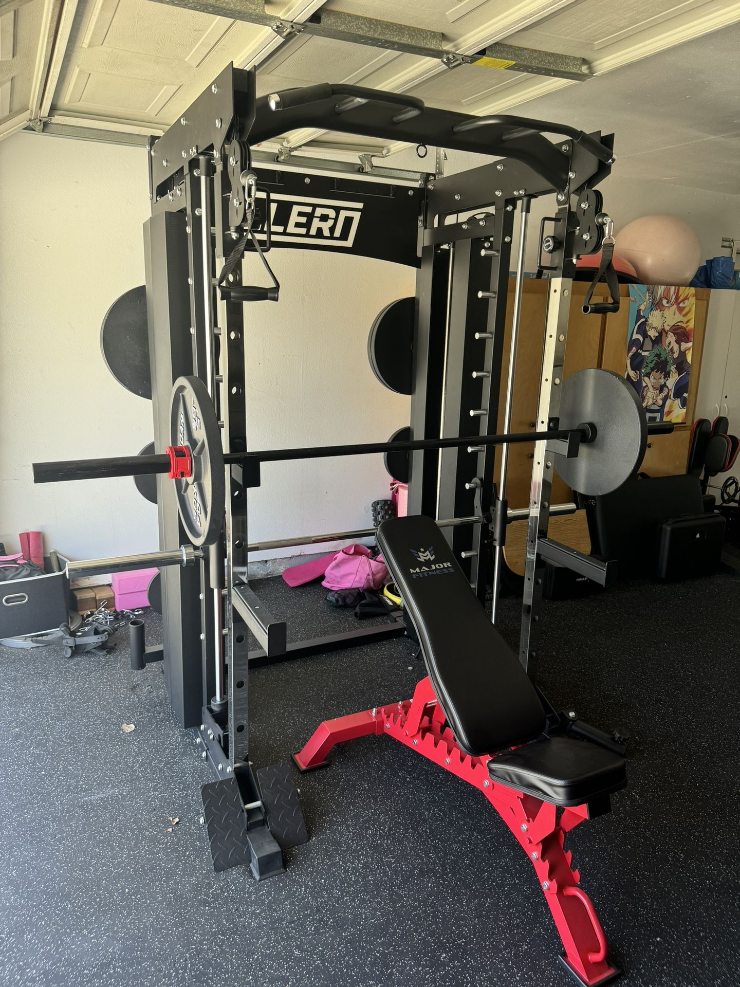 COMPLETE HOME GYM 💪🏼 (Smith Machine, Cables, Barbell, Weights, Pull-up bar, Dip bar, Bench)