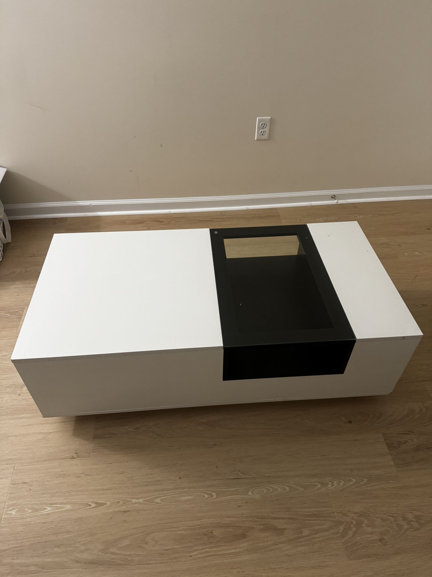 IKIFLY LED Coffee Table, White Modern High Glossy Coffee Table