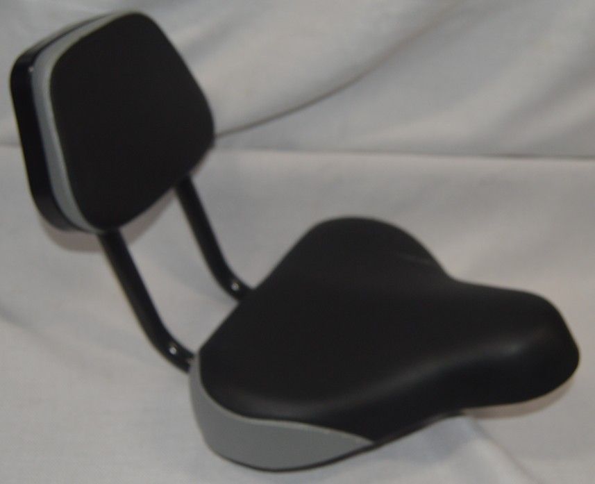 Grand Star Backrest Saddle Trike Seat, 10 x 11, Black & Gray Tricycle Seat, Bike Saddle with Backrest Replacement Soft Back Rest PU Tricycle Seat Cush