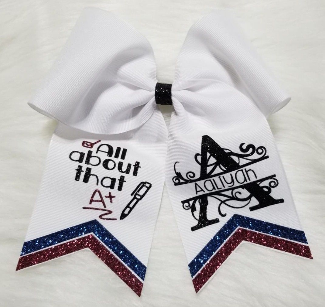 So sparkly! π Glitter personalized Hair Bows!