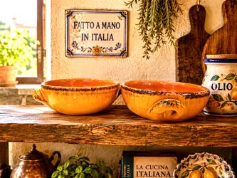 Vintage De Silva Italian Terracotta Serving Bowls (Set of 2)