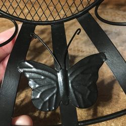 Metal Fruit Basket/Bowl Butterflies Black 11 In