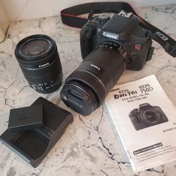 Canon Rebel T6i Camera With 2 Lenses.