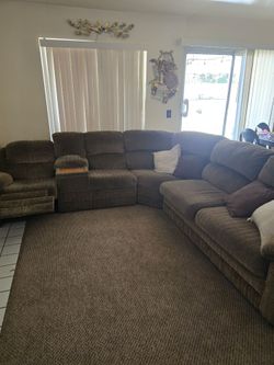 Couch Brown w sofa bed and 2 recliners