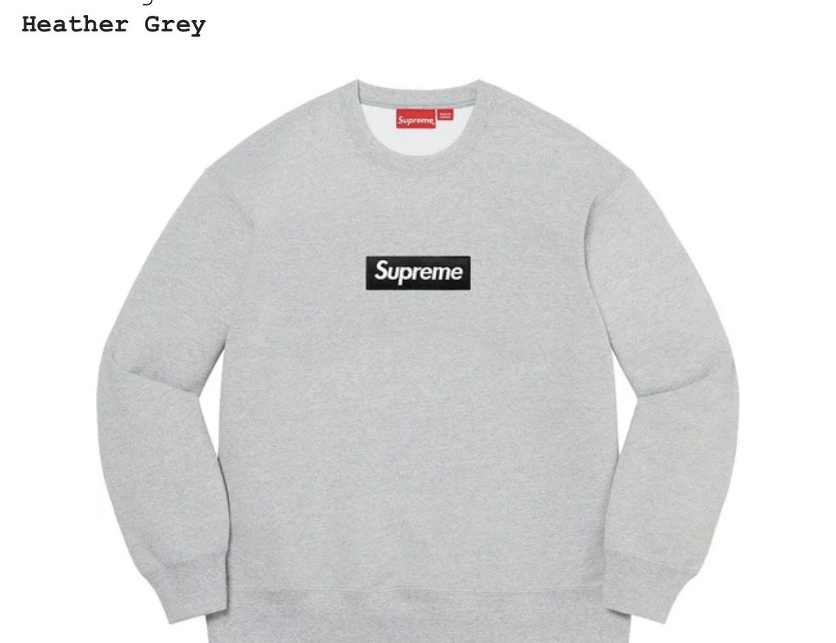 Supreme Box Logo Crewneck Heather Grey size Large confirmed Order