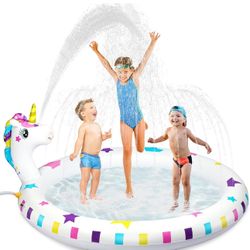 Inflatable Pool for Kids Baby Pool Toddlers Pool Wading Pool , Unicorn Inflatable Water Toys Outdoor Swimming Pool, Fun Splash Pad & Splash Play Mat B