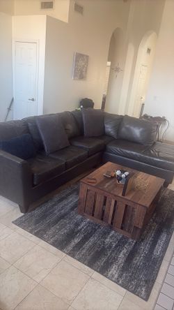 Gray leather sectional