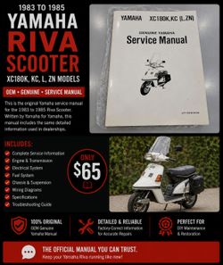 1980s Yamaha Riva, Oficial Workshop Manual Repair Book.