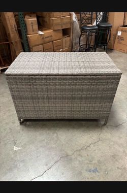 New  Assembled 135 Gallon 46"X 24" X 29" Patio Outdoor Wicker Storage Box