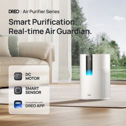 DREO Air Purifier for Large Room, 180 ft² at 4.8 ACH, Smart Purificador with HEPA Sleep Mode for Pet Hair, Smoke, Dust & Pollen, 3-in-1 Filtration, PM